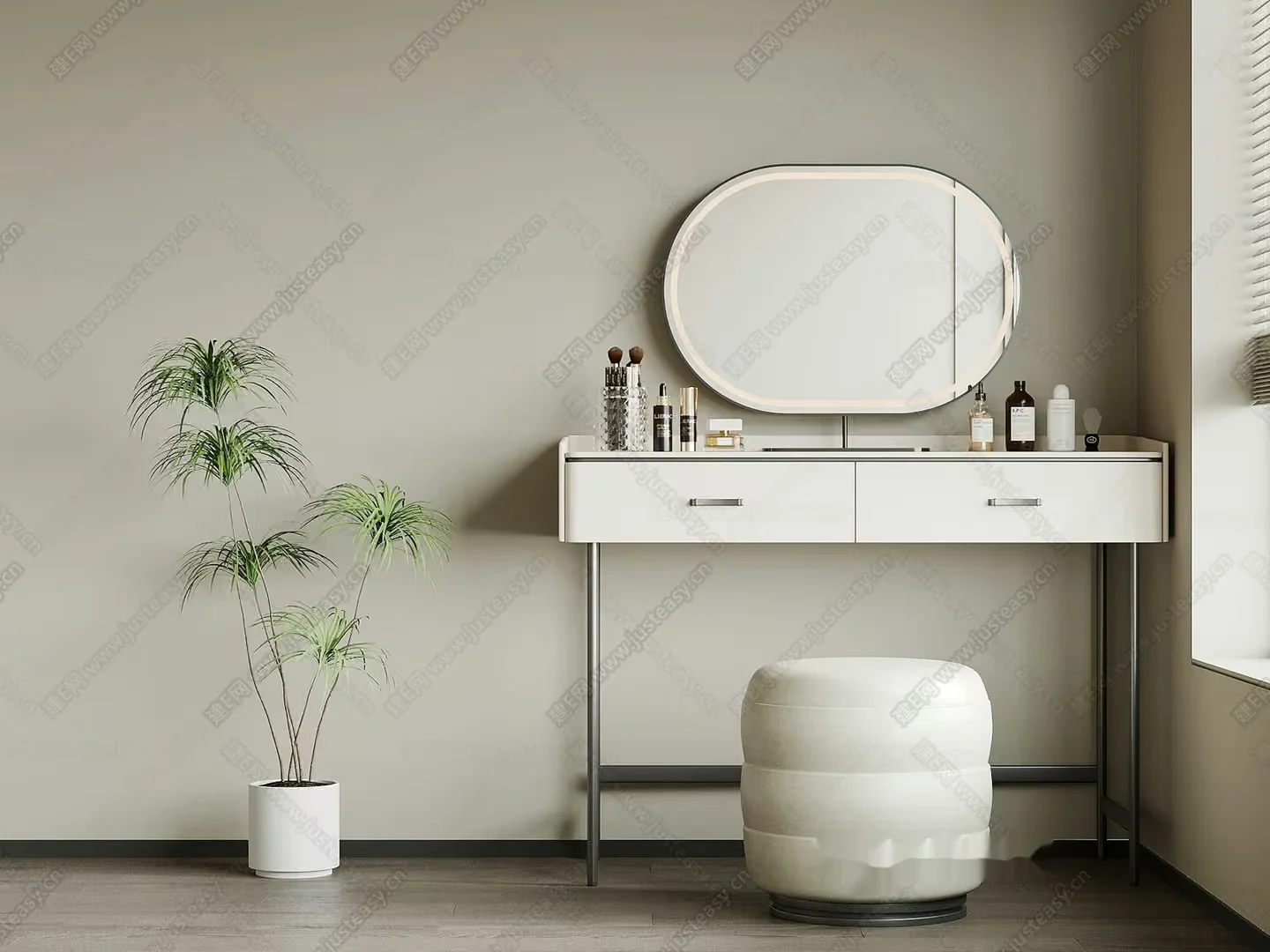 Modern White Vanity Table 3D Model – 5395 – VRAY Render