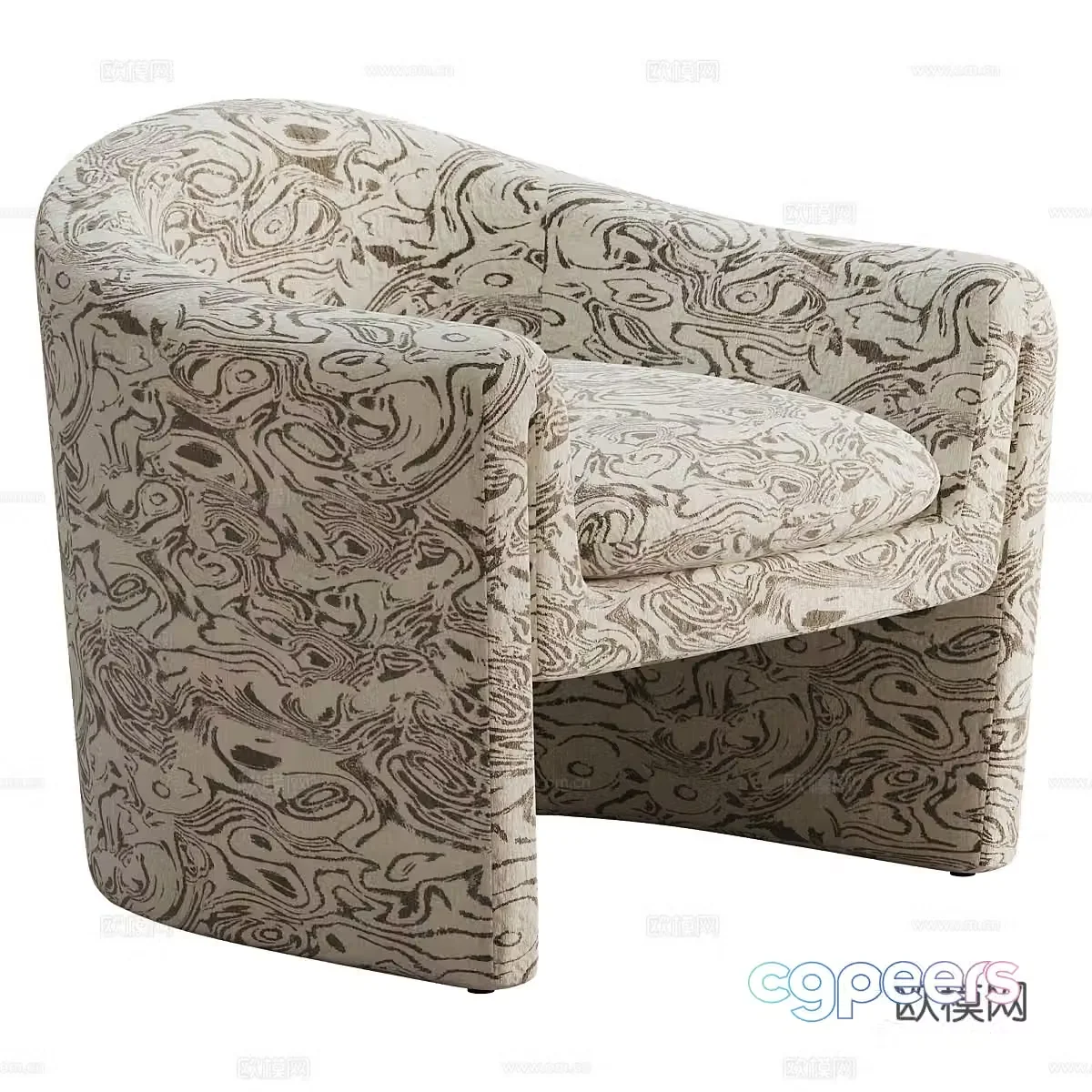 Modern Italian Willow Jacquard Sculpture Chair 3D Model