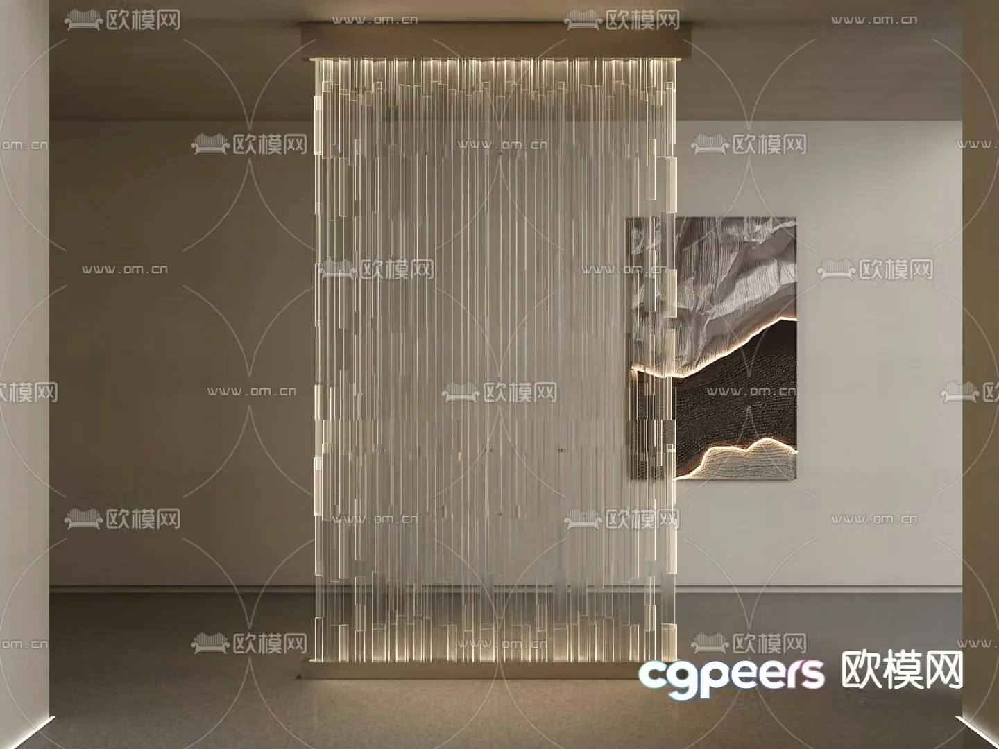 Glass screen entrance partition luminous wall 3D model