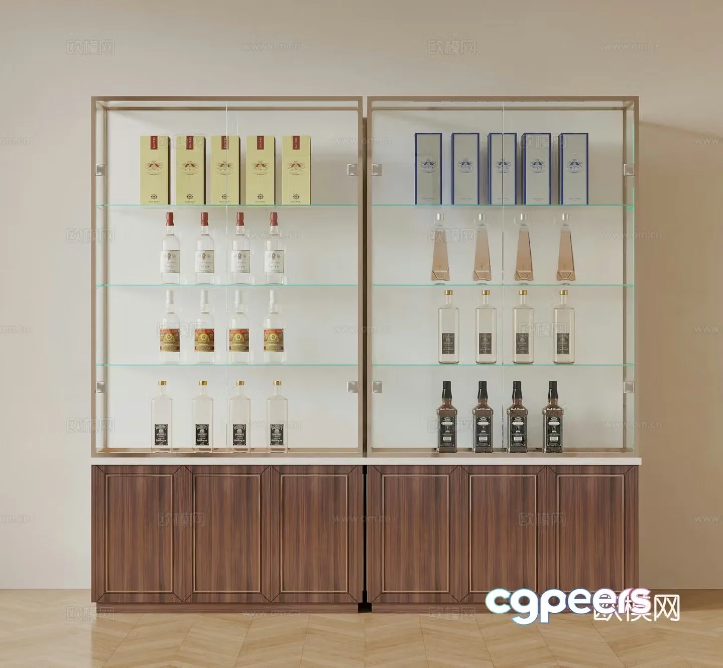 Modern supermarket shelves 3d model