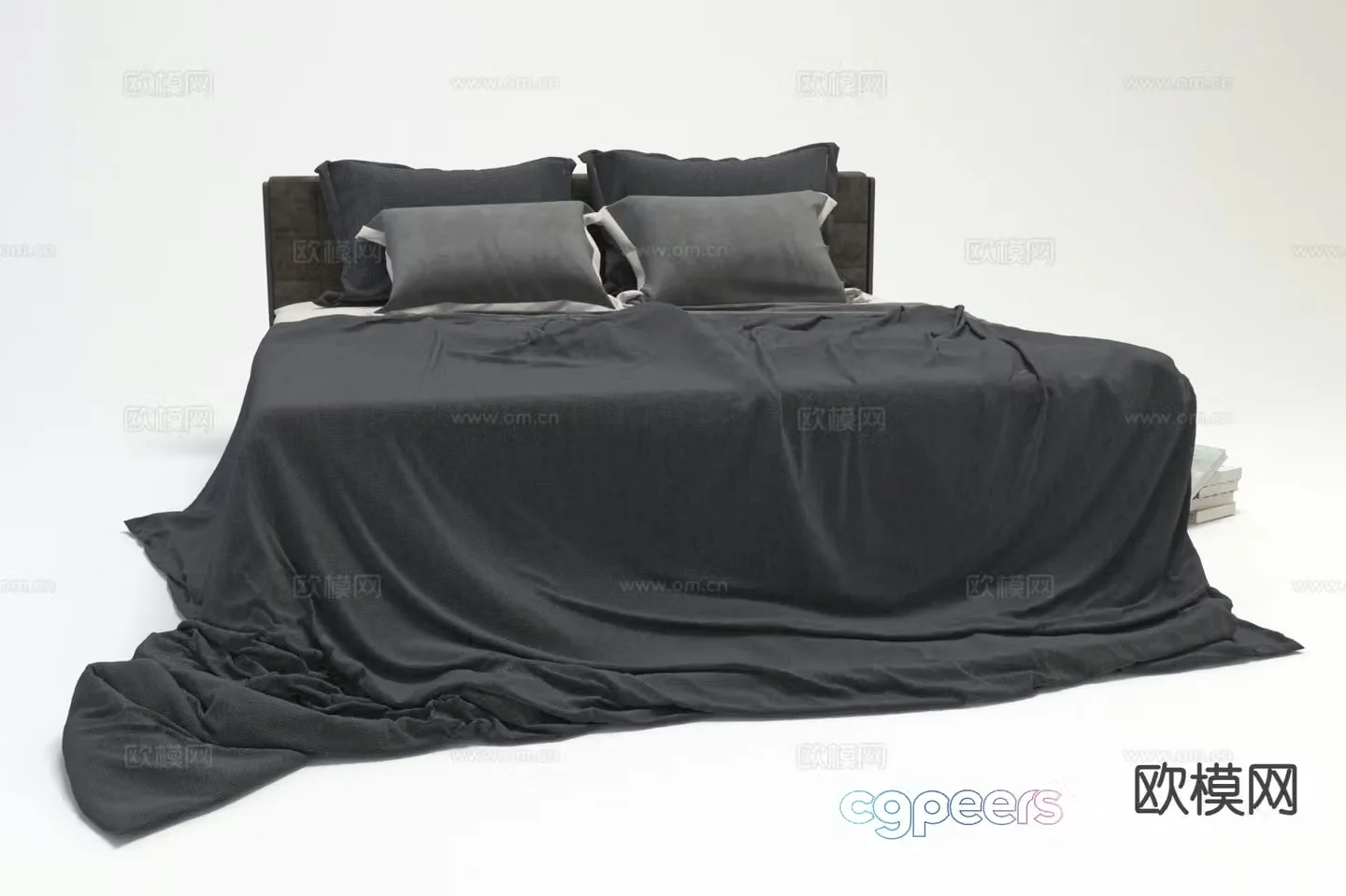 Modern fabric double bed 3d model