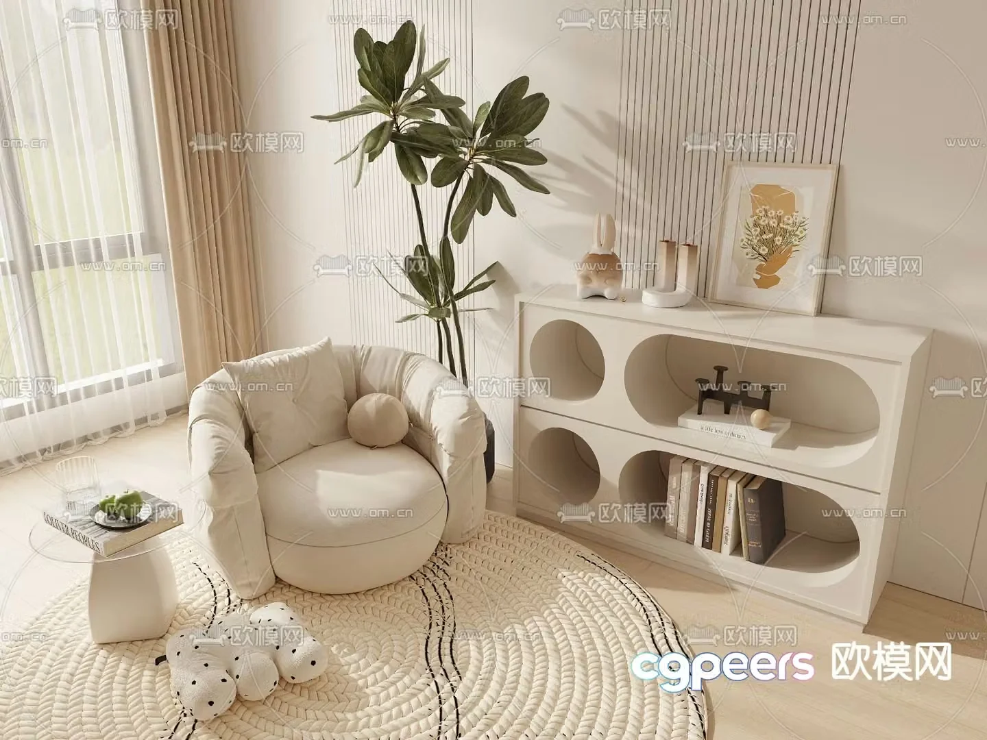 Cream style sofa leisure sofa 3d model
