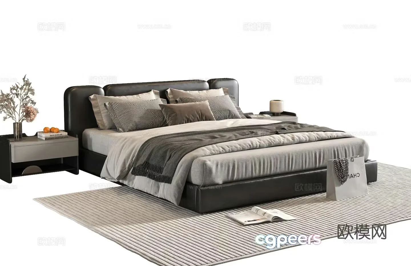 Modern double bed 3d model