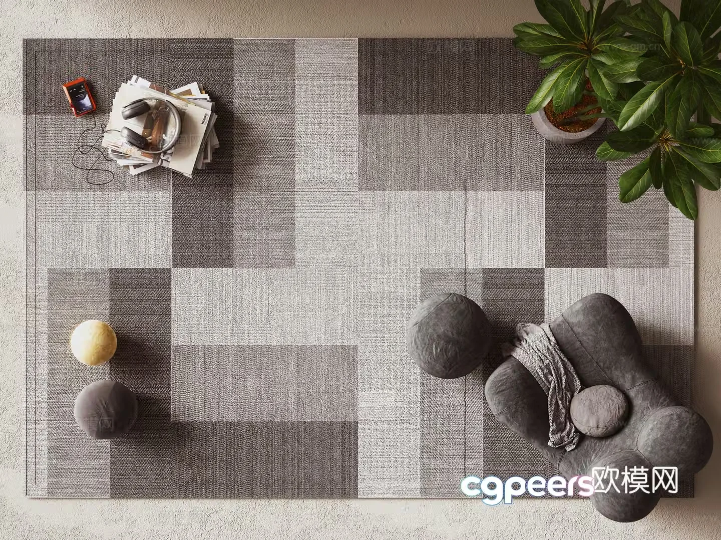 Modern square carpet 3d model