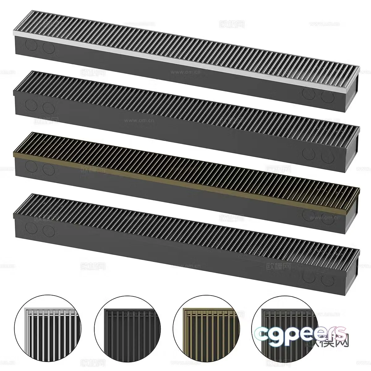 Modern heat sink convection air outlet strip floor drain 3D model