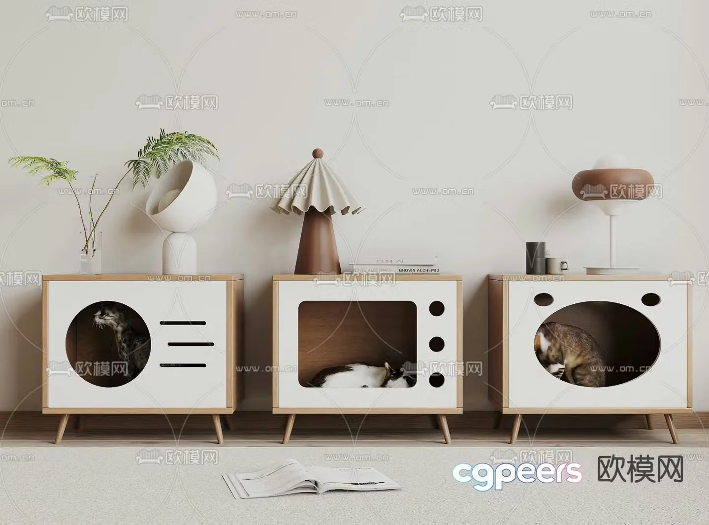 Bedside table cat nest 3d model