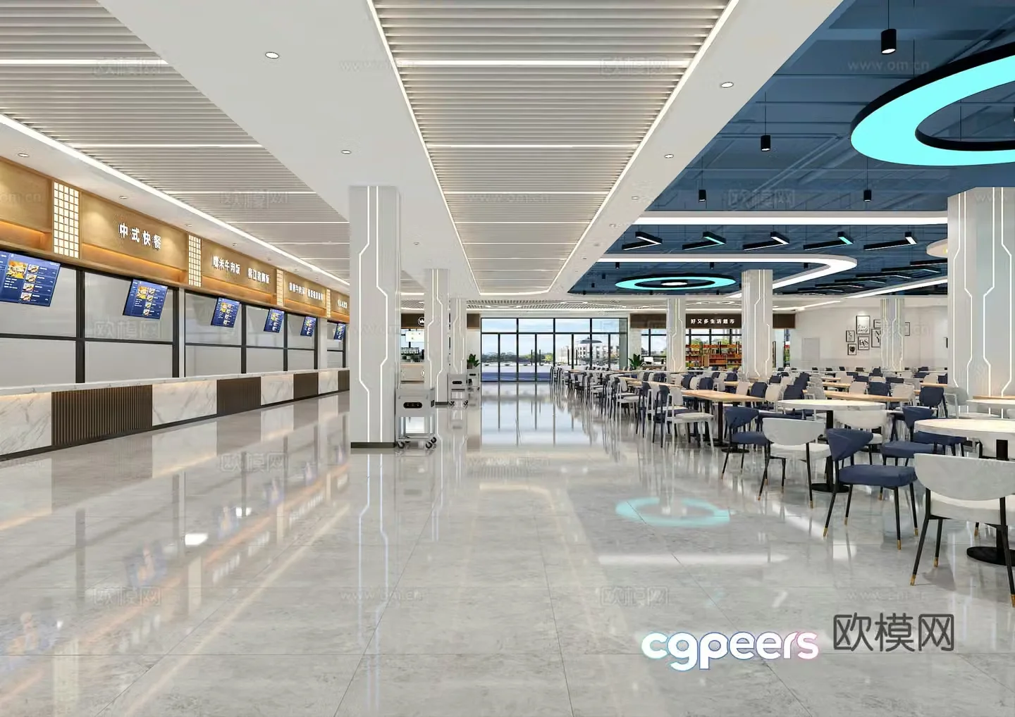 School canteen university canteen staff canteen open stall internet celebrity canteen 3D model