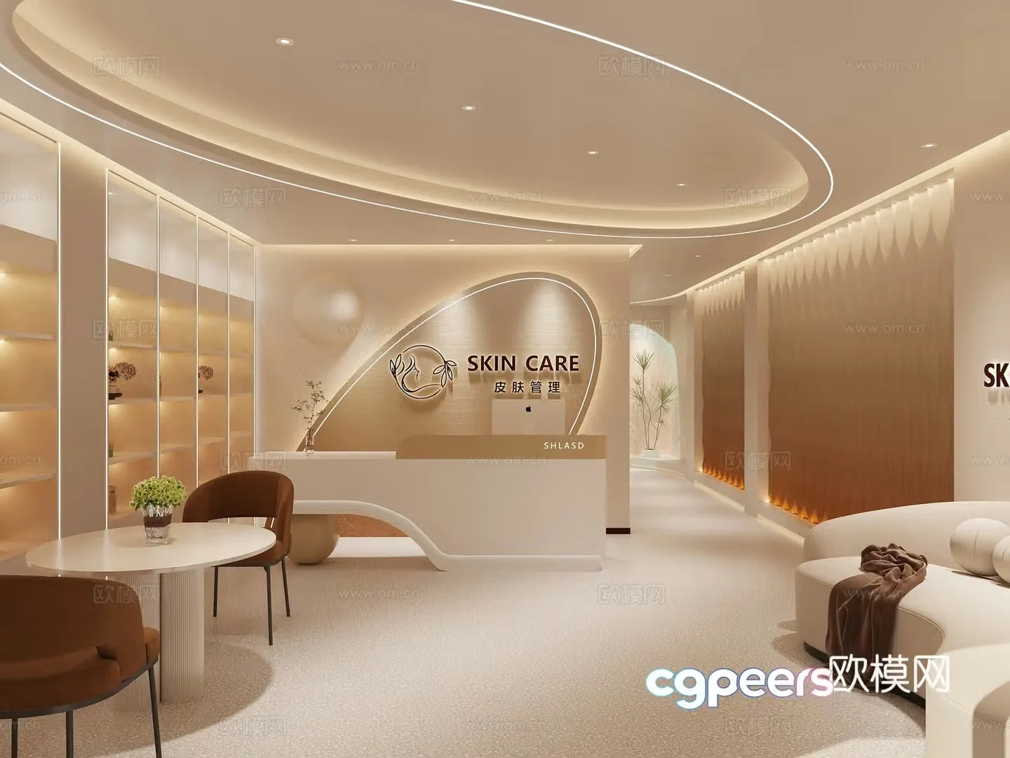 Cream Wave Salon Other Commercial Spaces_Beauty Salon Hall_Front Office_Beauty Salon Private Room 3D Model 3D Model