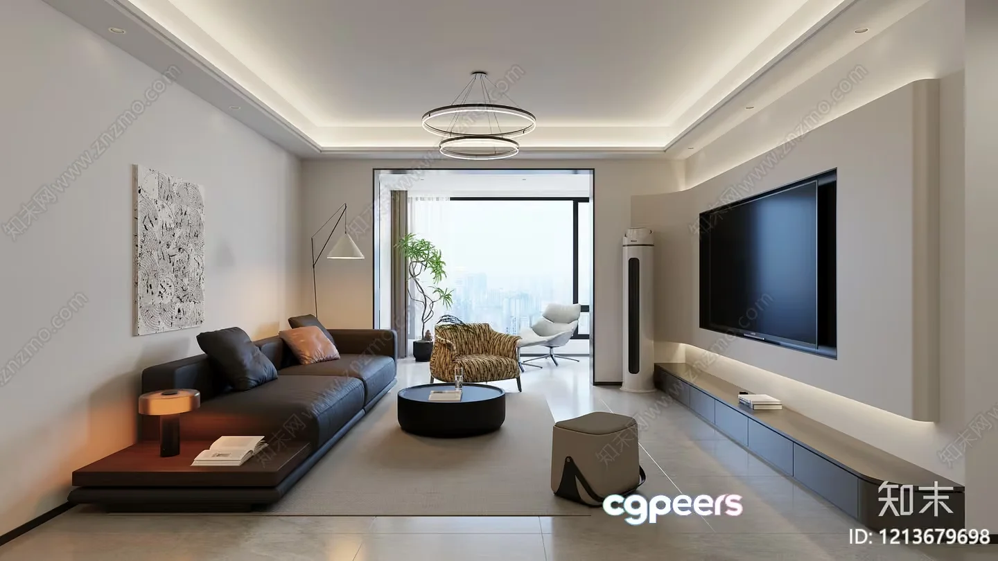 Modern Living Room 3D Model – 17574 – VRAY Render