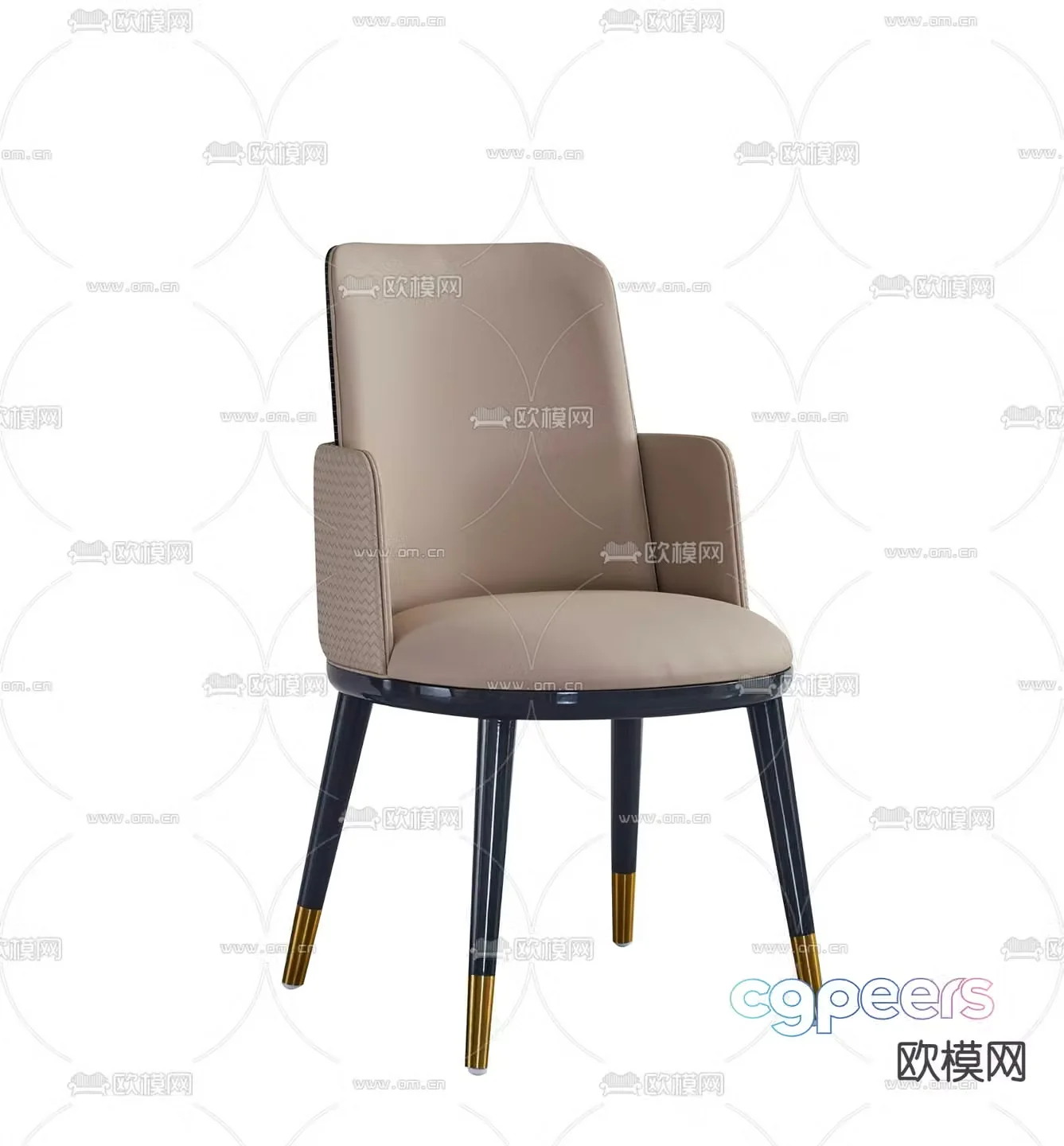 Light luxury chair leather dining chair 3d model