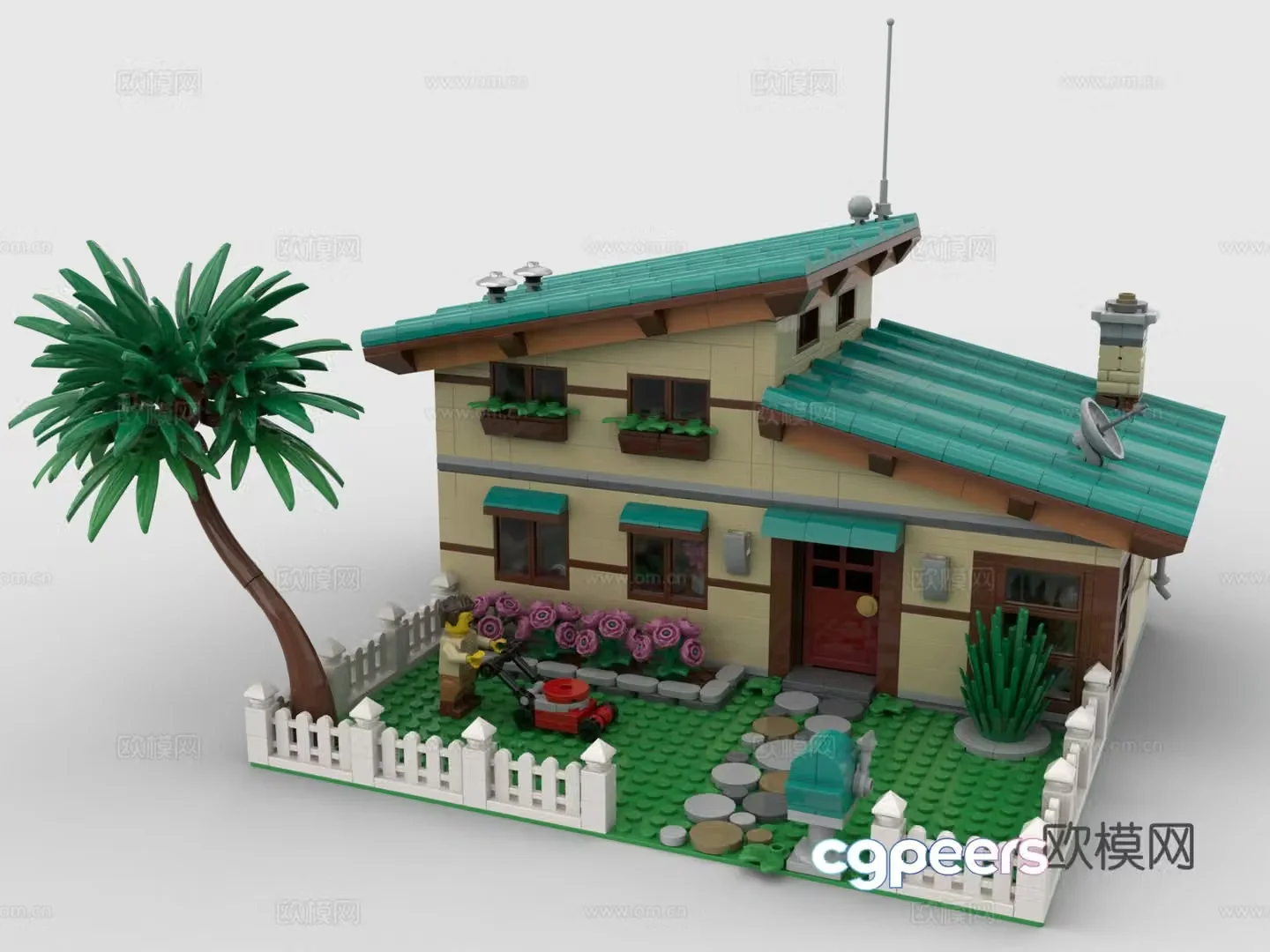 LEGO LEGO Toys Building Blocks Single Family Villa House Architecture Garden Indoor 3D Model