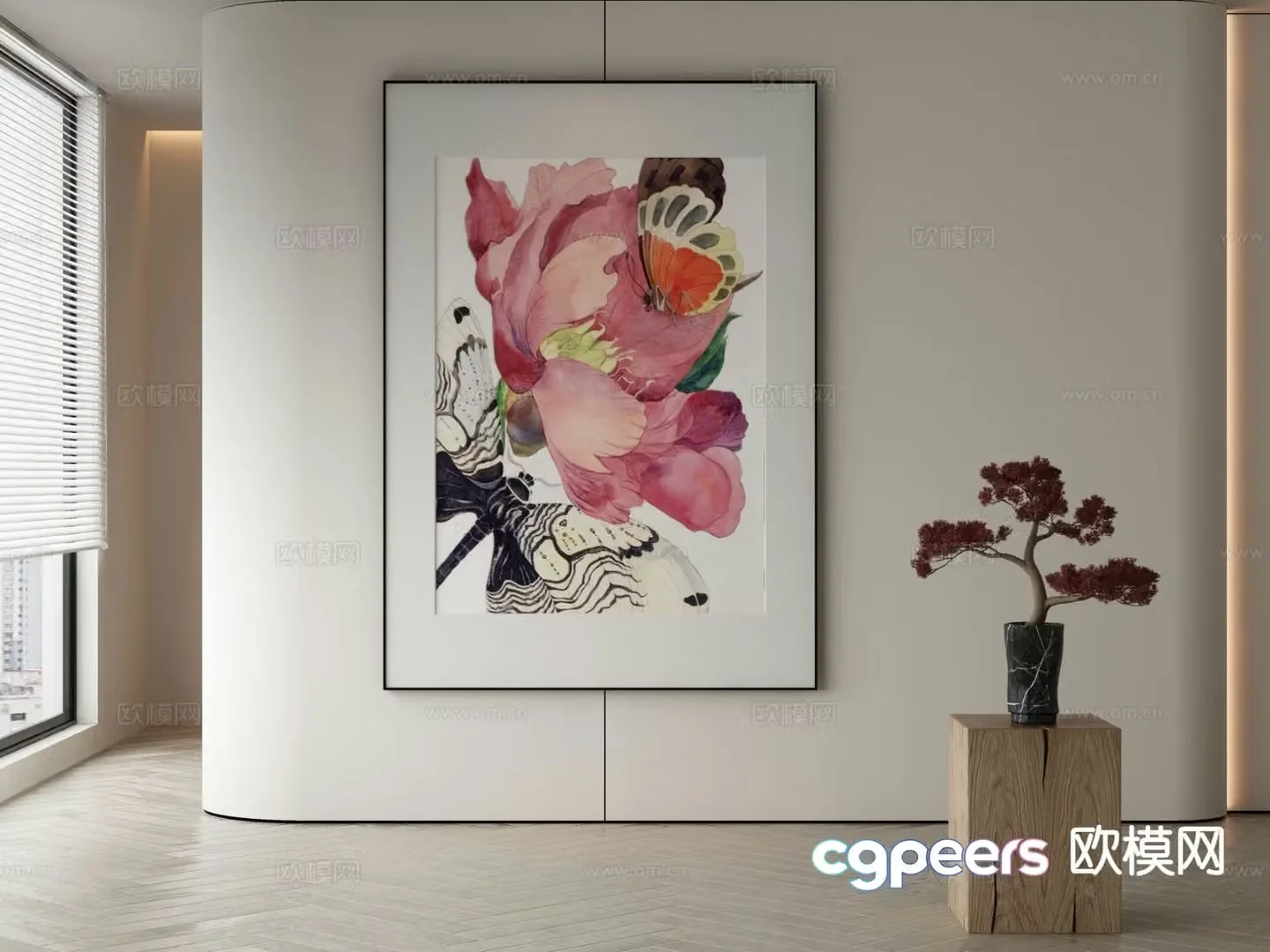 New Chinese style decorative painting ink painting hanging painting 3D model