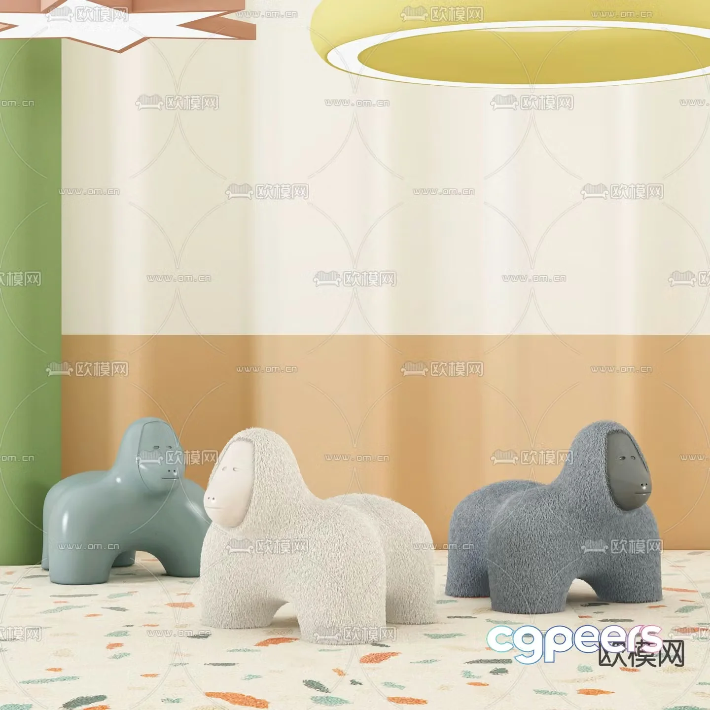 Children’s Sofa Sofa Stool Animal Stool 3D Model