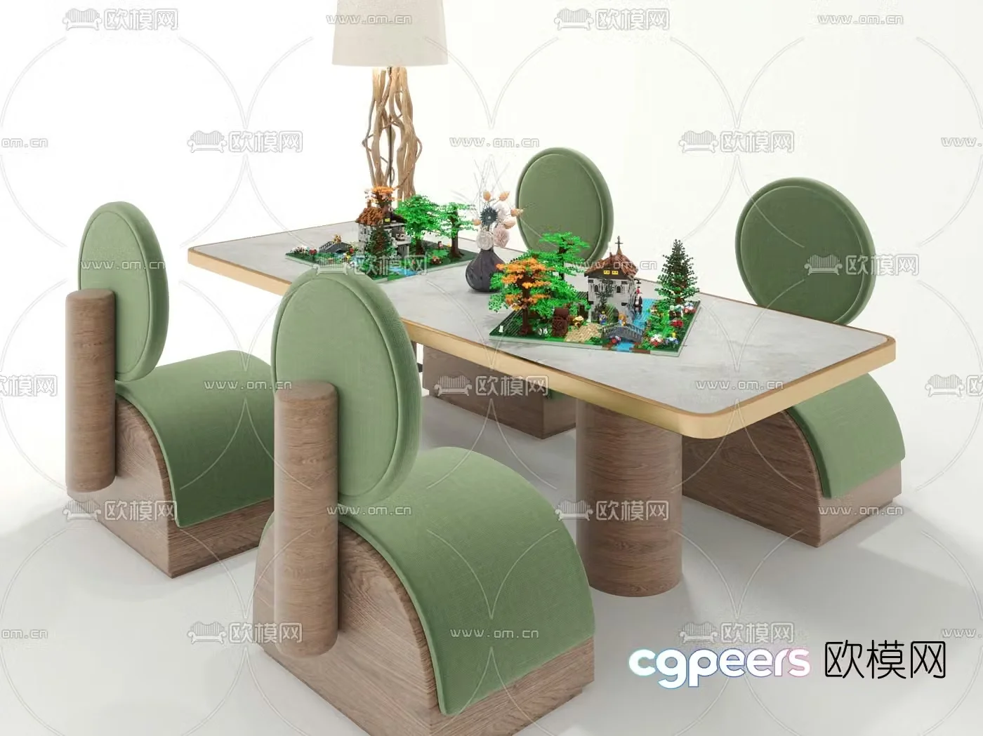 Nordic children’s leisure table and chairs 3d model