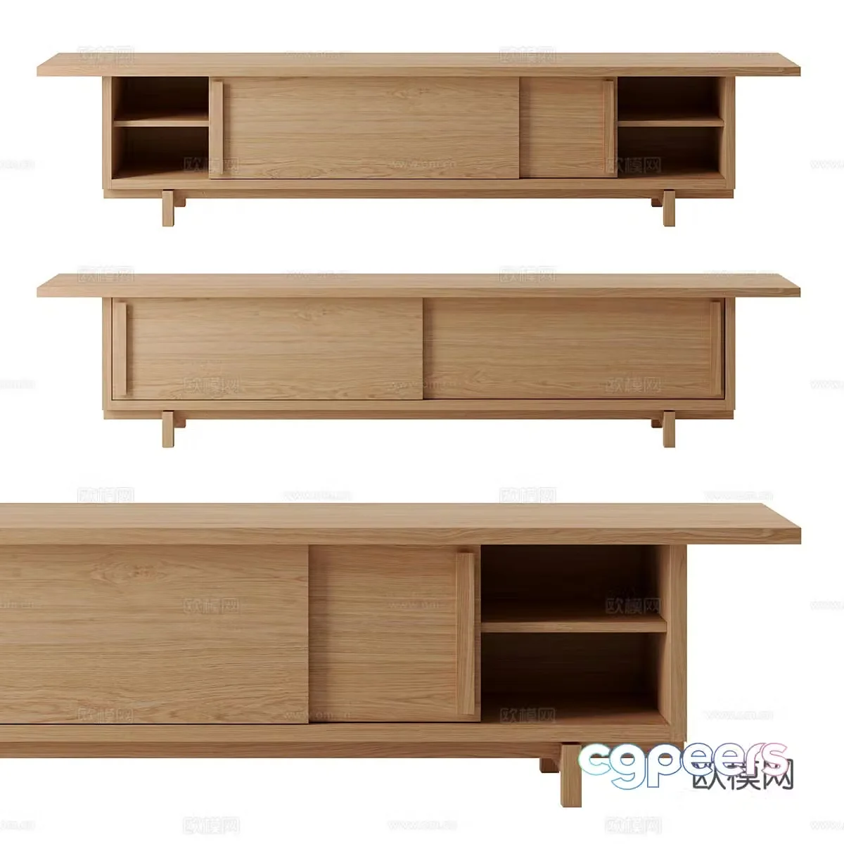 Middle-aged TV Cabinet Wasabi Wind TV Cabinet Solid Wood TV Cabinet Bedroom TV Cabinet Solid Wood Low Cabinet 3D Model