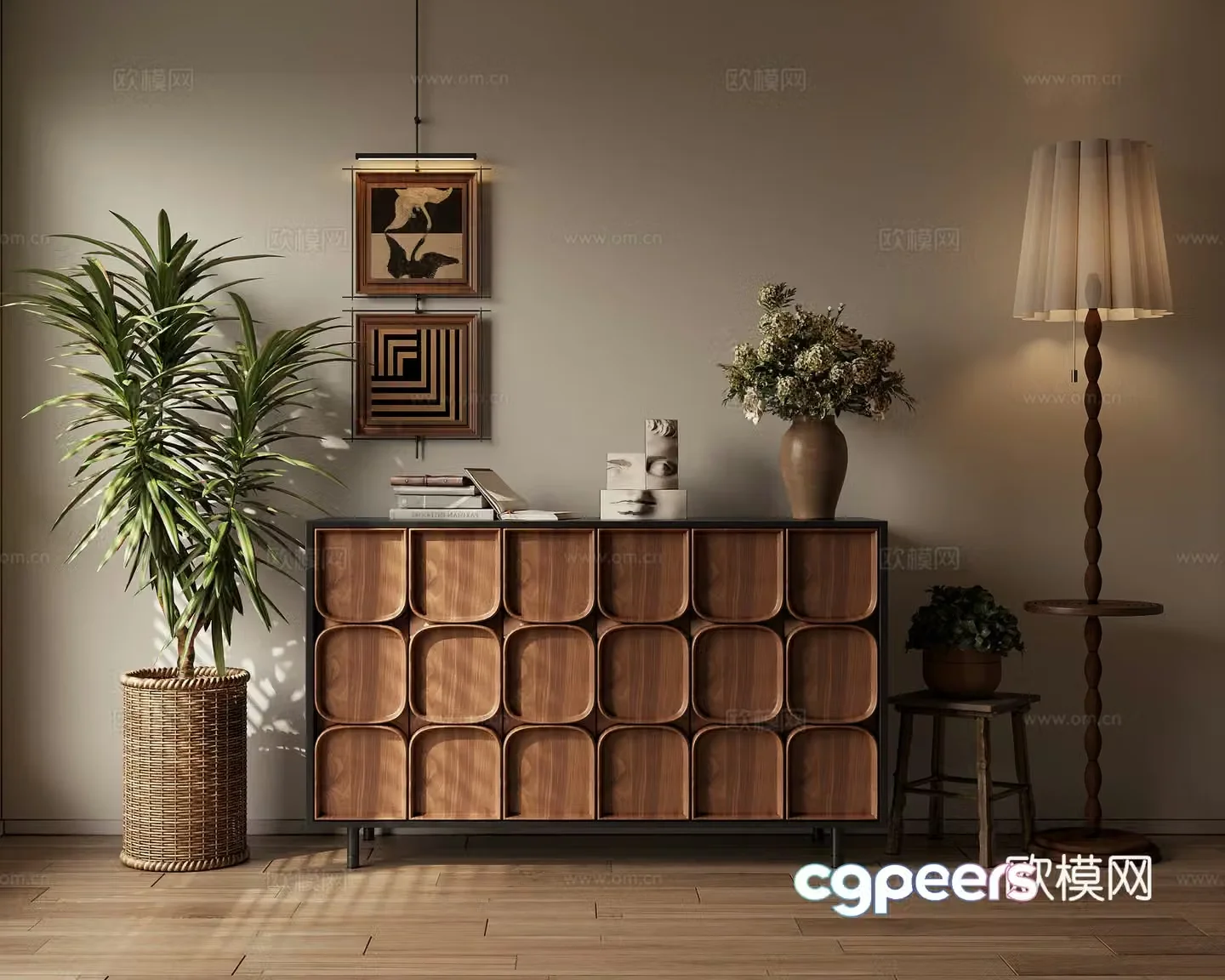 Middle -aged Wind Xuanguan Cabinet 3D model