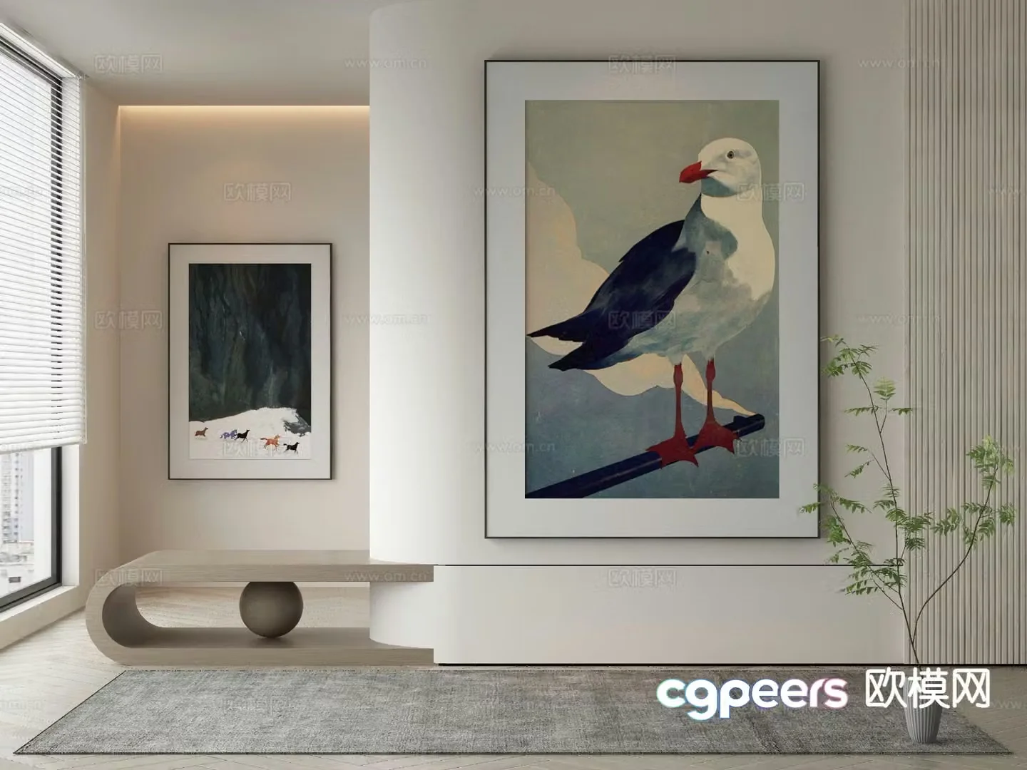 Modern decorative painting oil painting pigeon painting 3d model