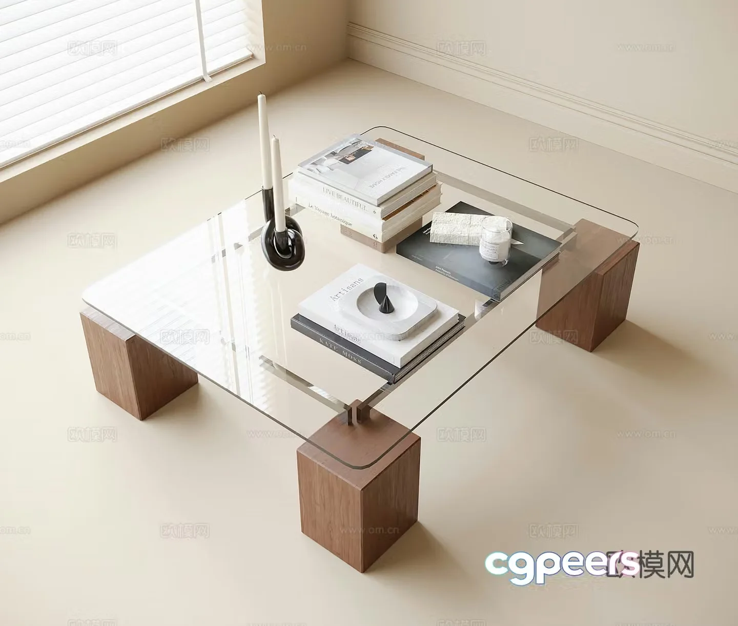 Modern glass coffee table 3d model