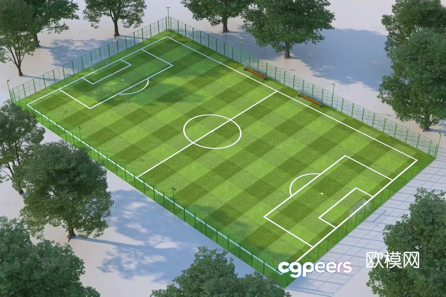 Modern football field 3d model
