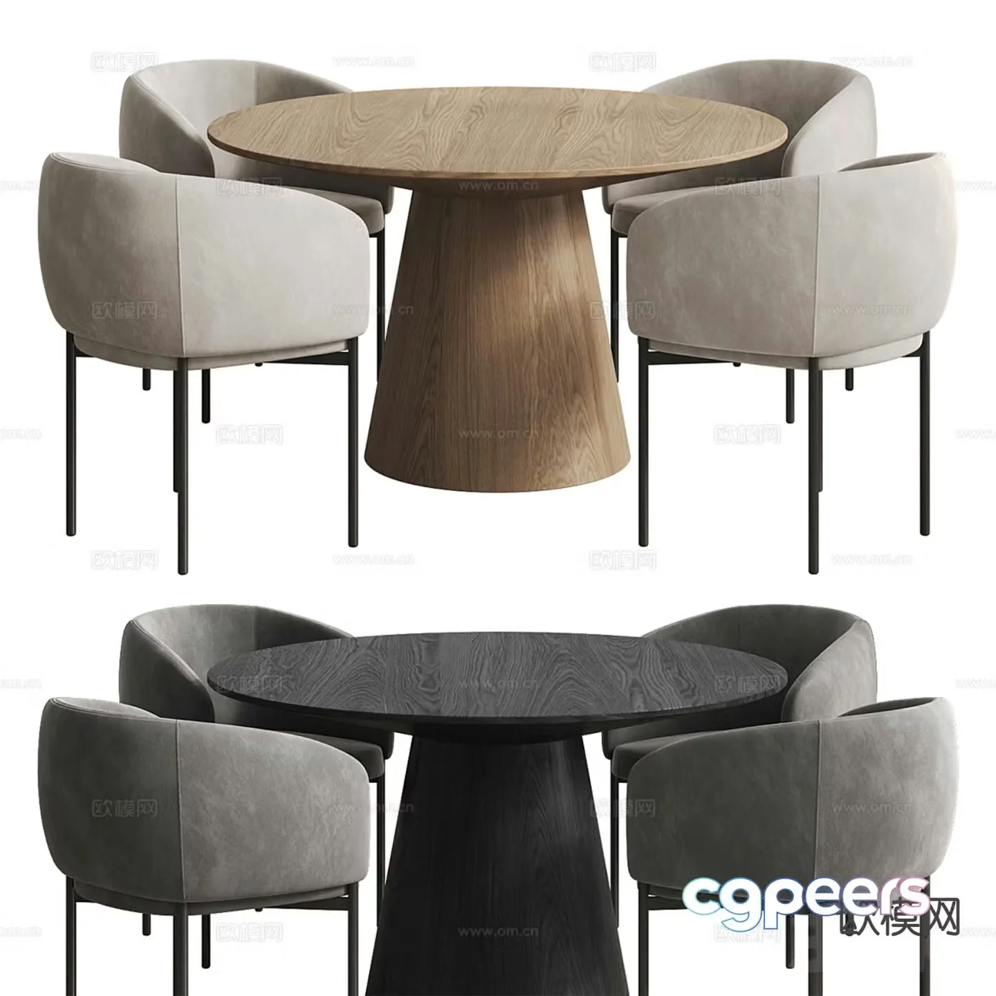 Modern round dining table and chair 3d model