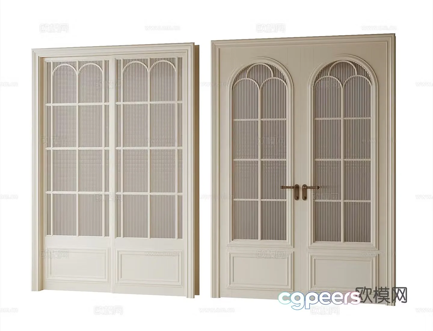 Modern double door kitchen door 3d model