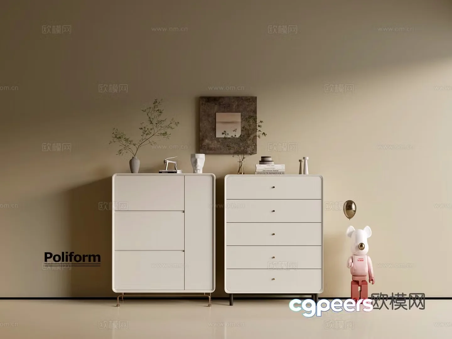 Modern cream wind chest of cabinet ins wind minimalist wind cabinet whole cabinet sideboard balcony cabinet 3d model