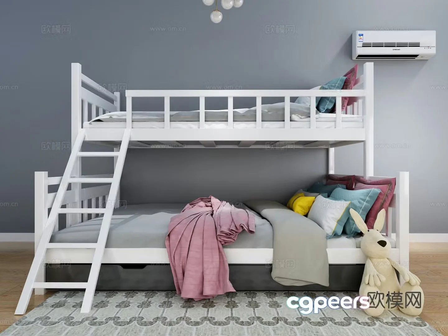 Nordic children’s bed bunk bed 3d model