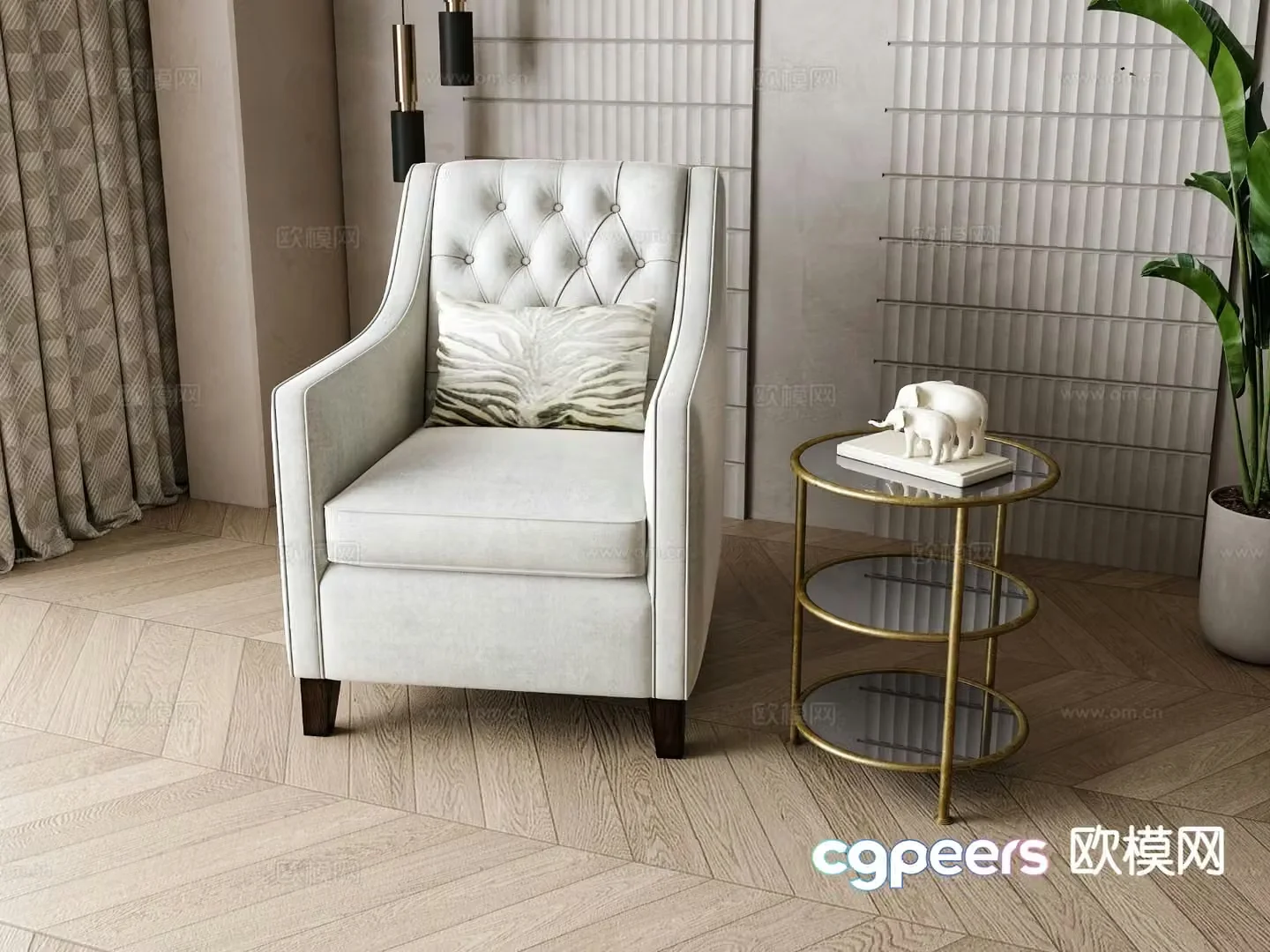 American chair leisure chair 3d model