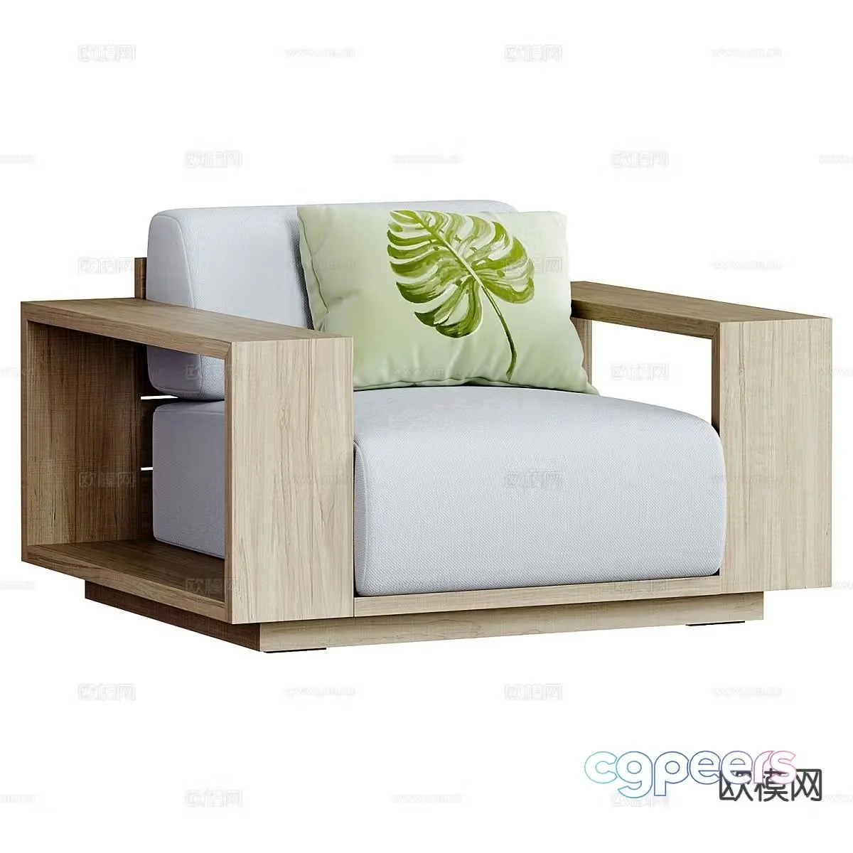Log style single sofa outdoor sofa 3d model