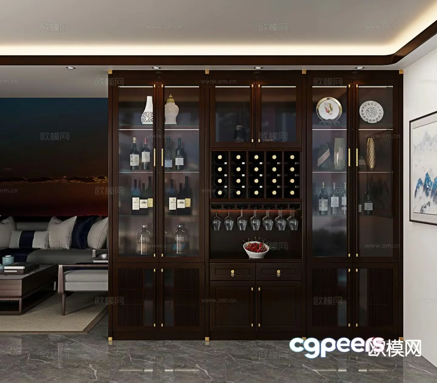 New Chinese style wine cabinet sideboard 3d model