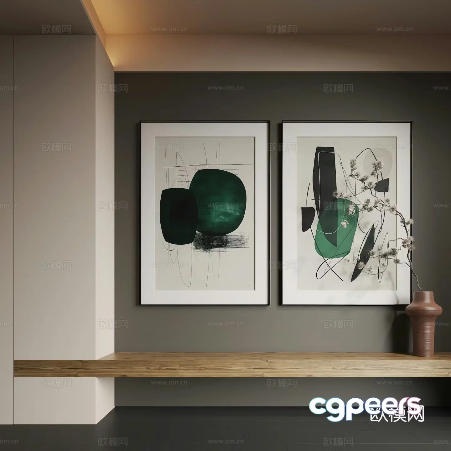 Modern hanging painting Modern abstract hanging painting Modern combination painting 3d model