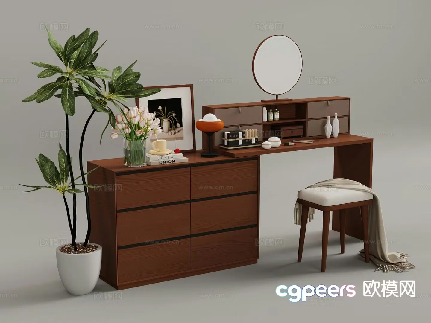 Medieval style dressing table 3d model