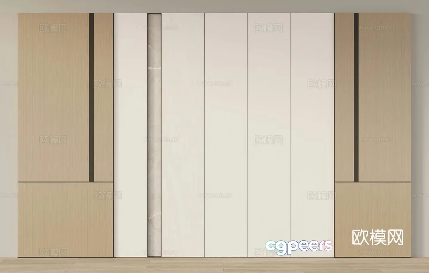 New Chinese style background wall wainscoting wood veneer 3D model