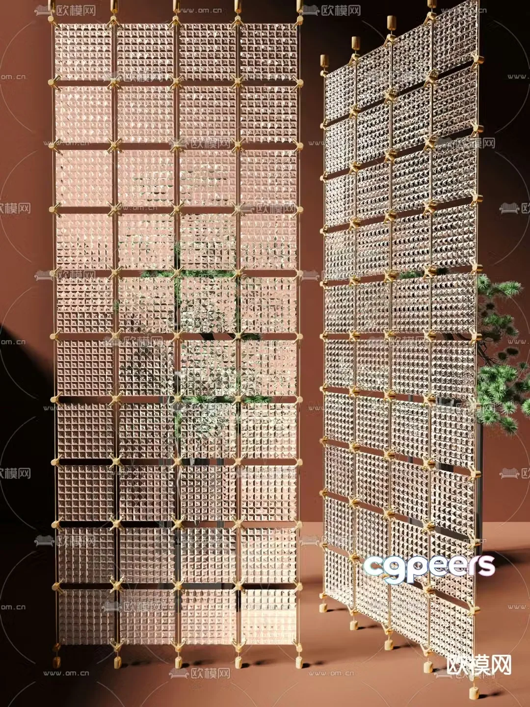 Glass partition screen 3d model