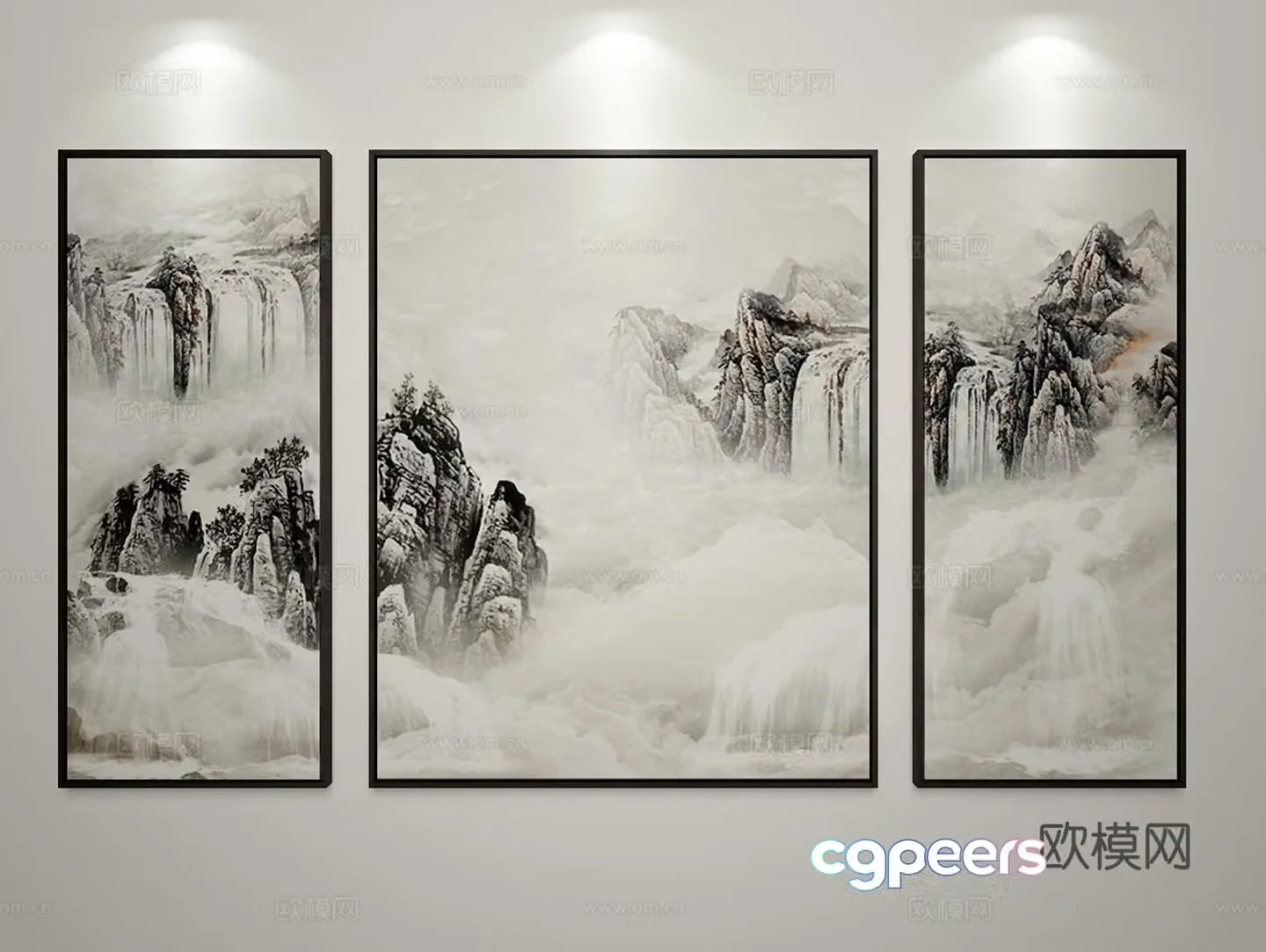 New Chinese style decorative painting 3D model