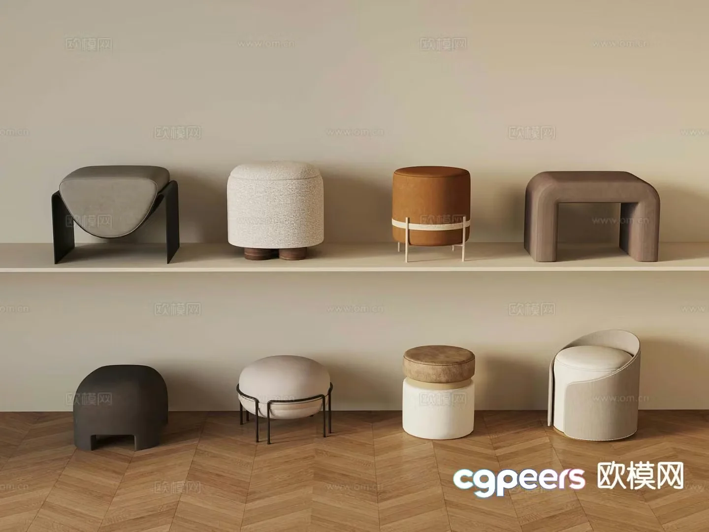 Modern stool sofa stool shoe changing stool 3D model