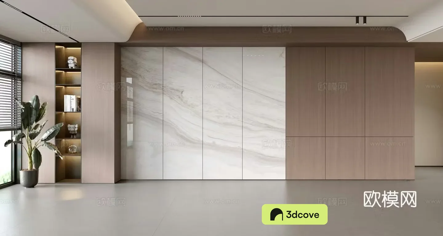 Modern simple sofa background wall modern ornament balcony cabinet living room cabinet wood veneer background wall