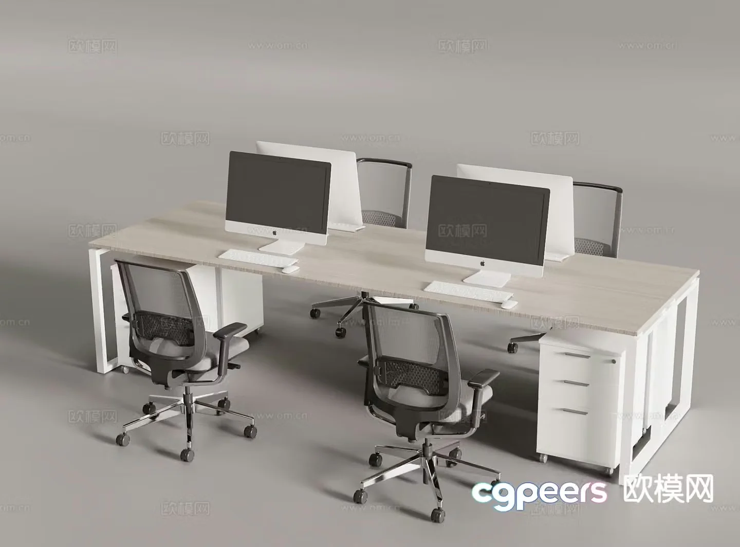 Modern workstation desk and chair workstation desk and chair computer desk 3D model