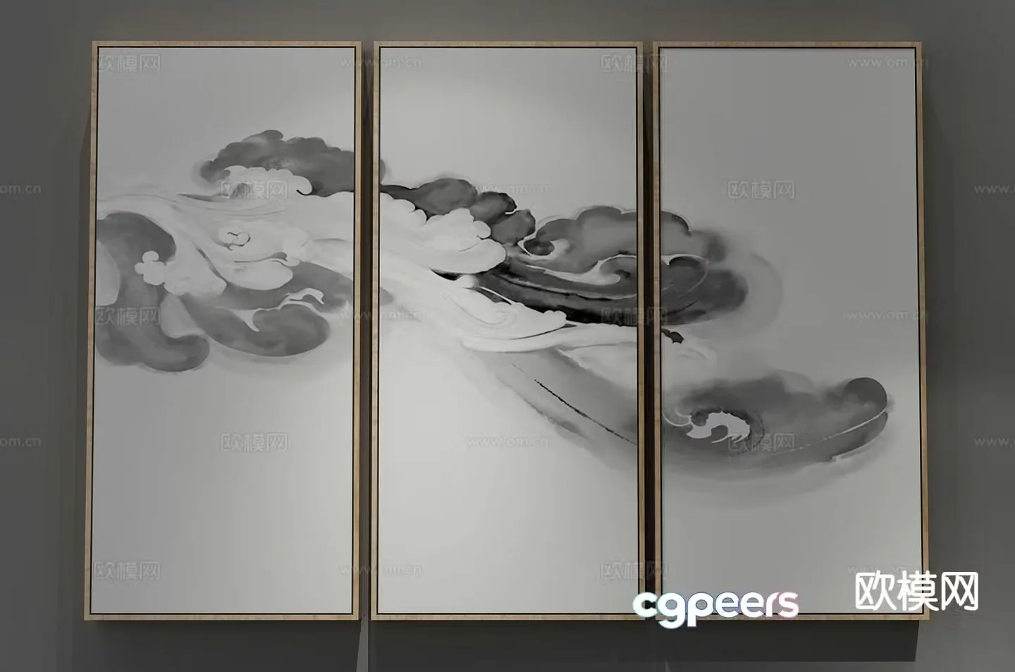 New Chinese style decorative painting abstract painting 3d model