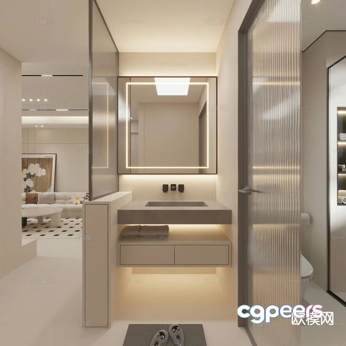 Modern bathroom dry area 3d model
