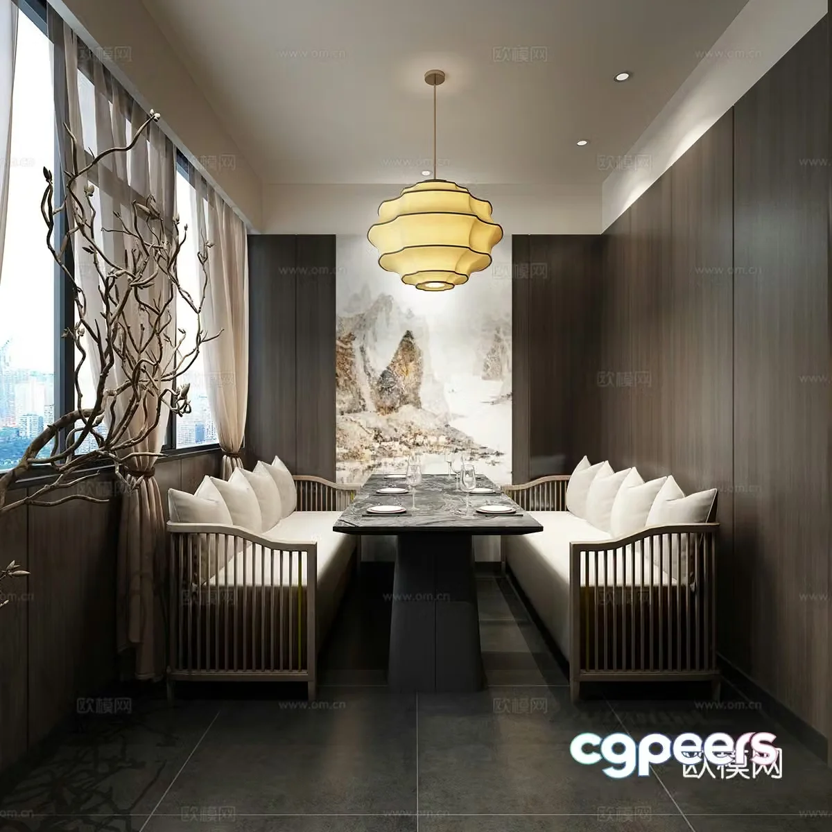 New Chinese restaurant private room 3D model