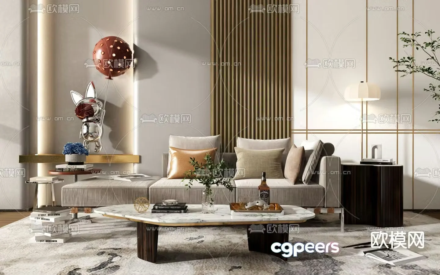 B&B Italia modern fabric multi-seater sofa 3d model