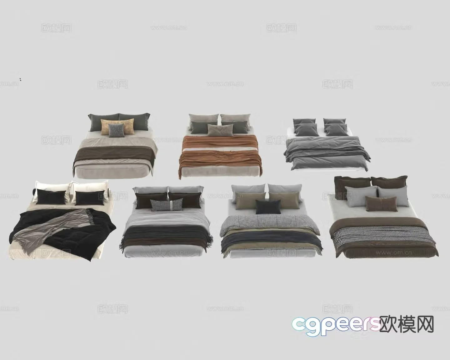 Modern double bed 3d model