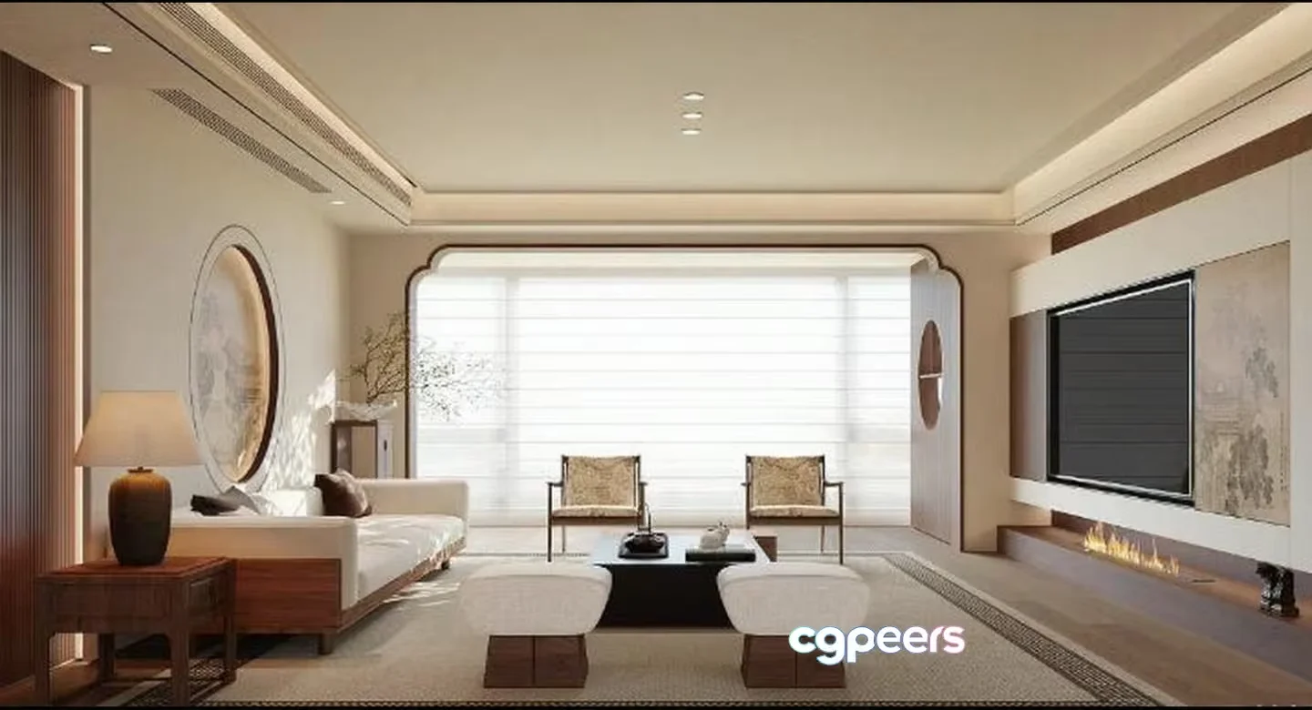 Modern Living Room 3D Model – 5033 – CORONA Render