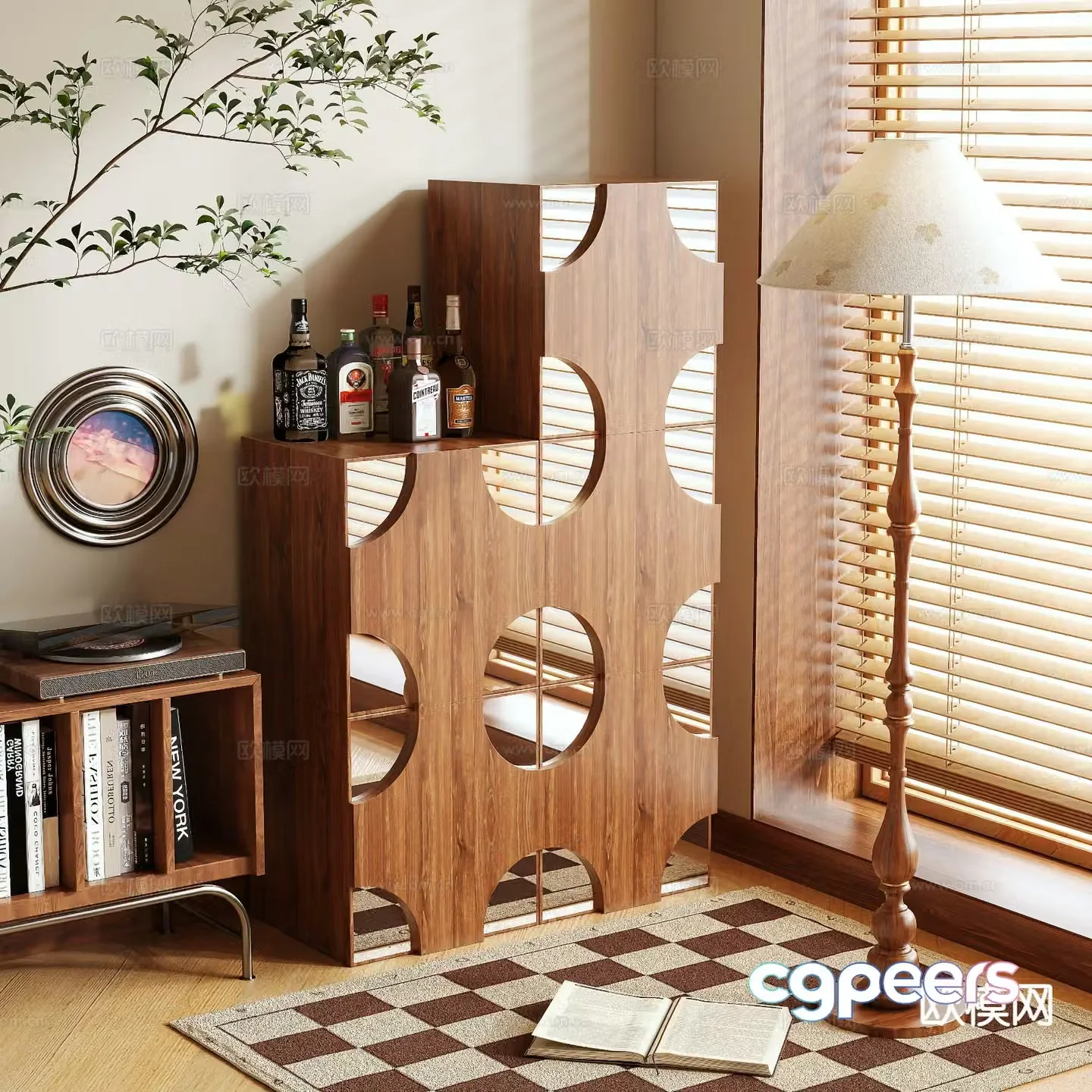 Log style cabinet storage cabinet 3d model