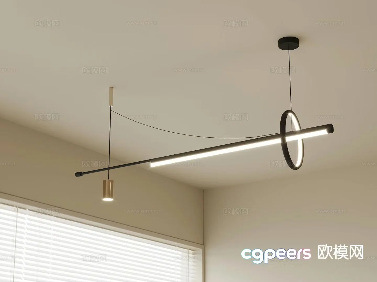 Modern chandelier long chandelier 3d model