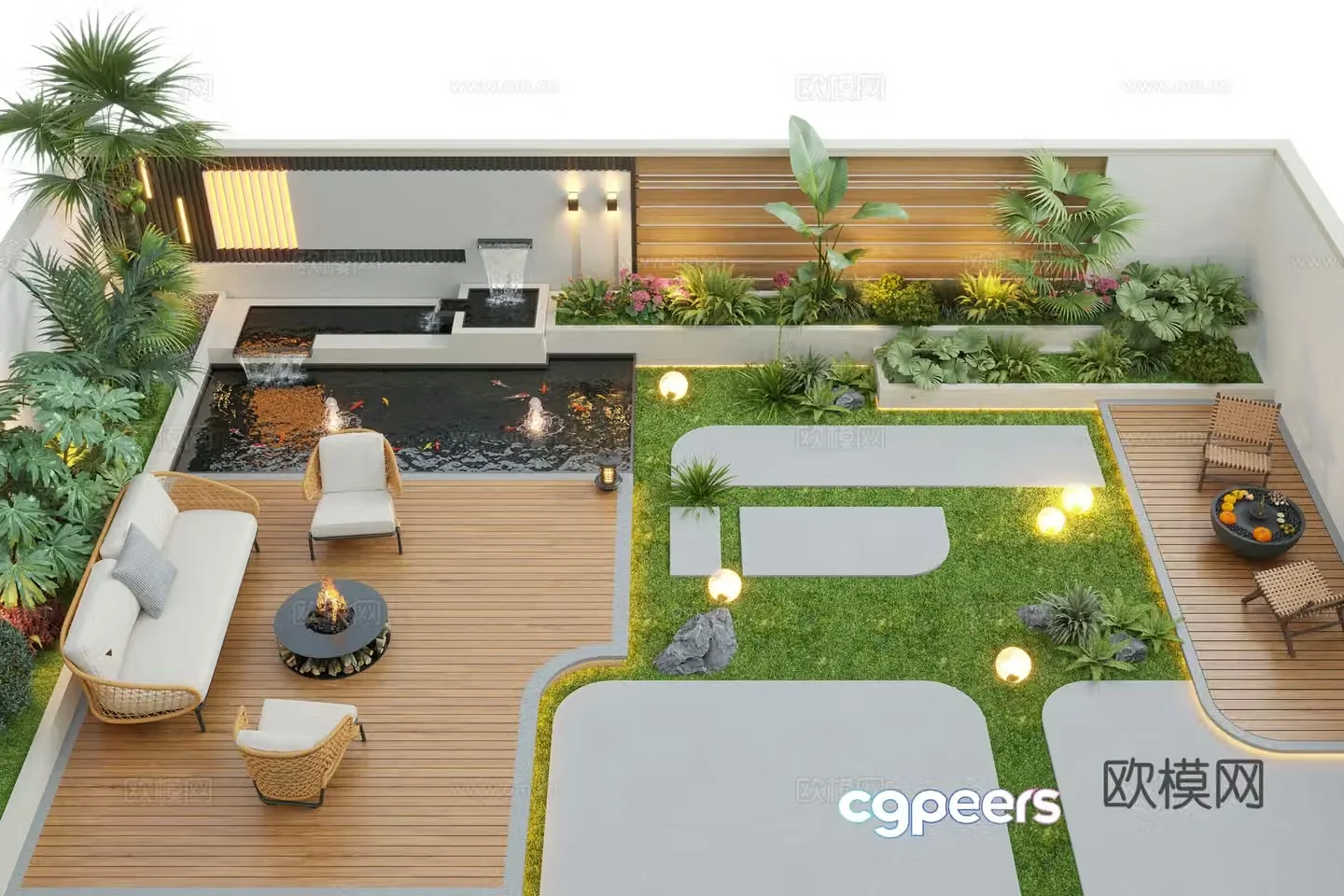 Modern courtyard landscape Villa courtyard Garden water view Landscape Landscape Landscape Sketch 3D Model
