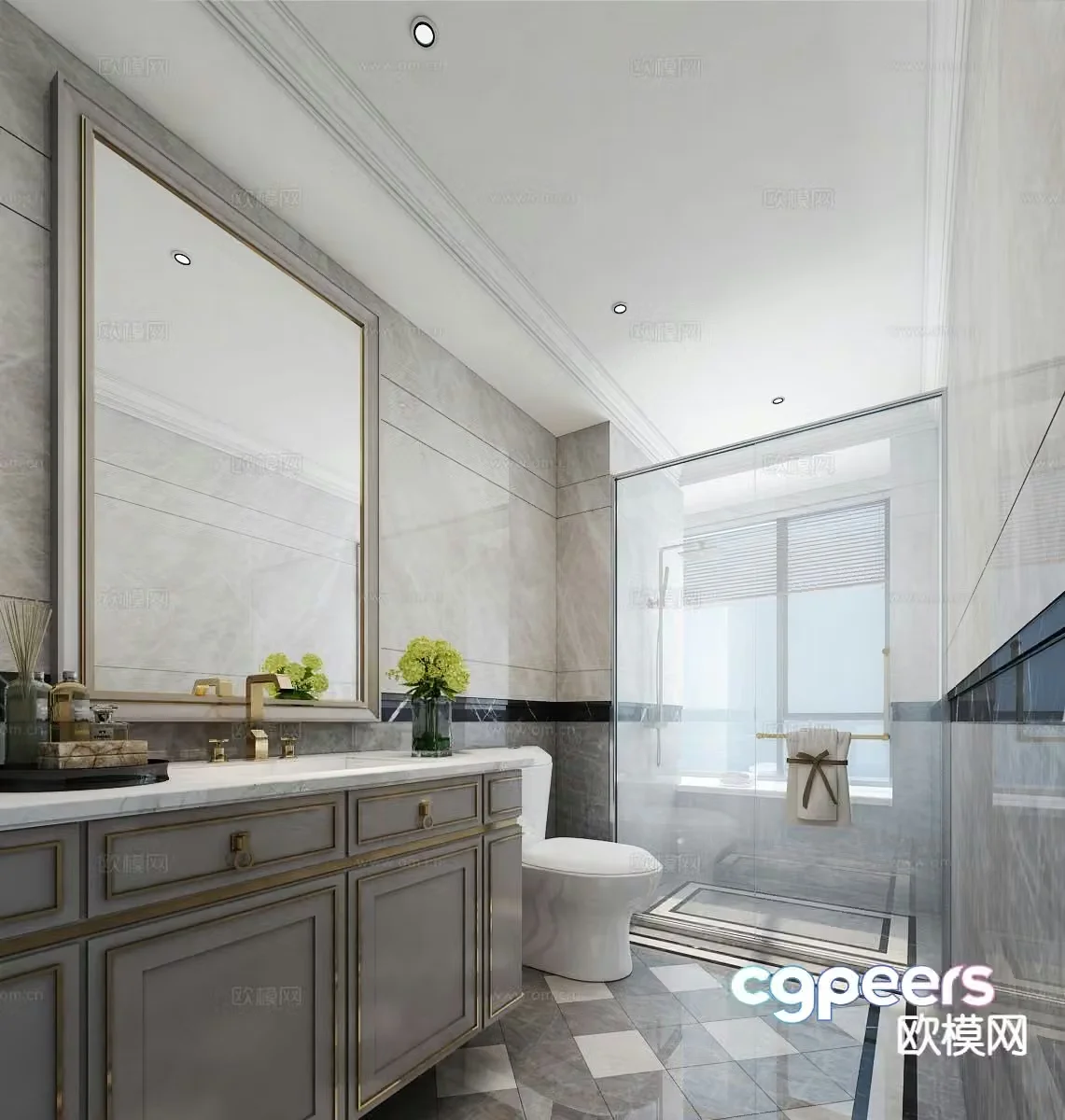 Simple European bathroom bathroom toilet 3d model