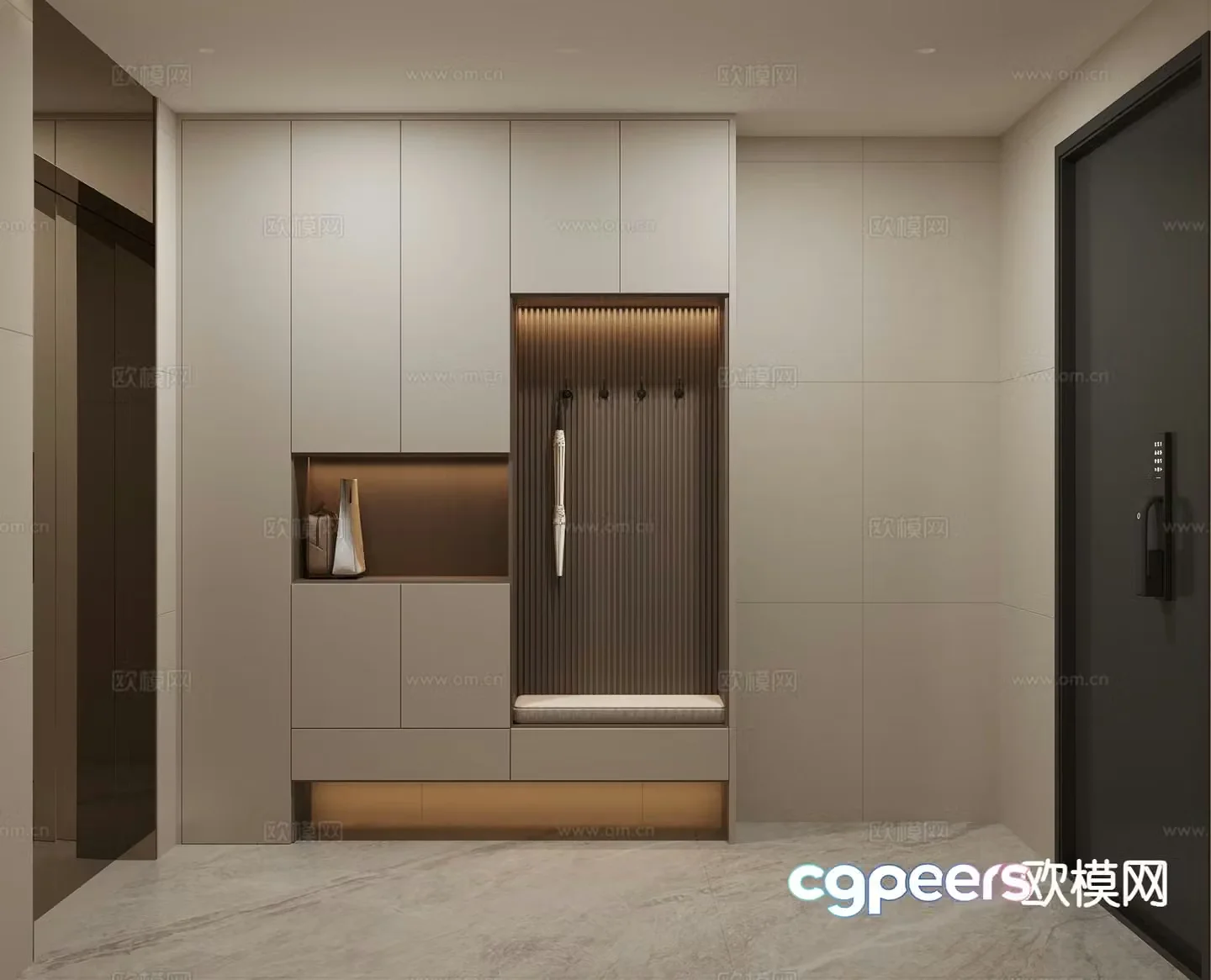 Italian style entrance shoe cabinet 3D model