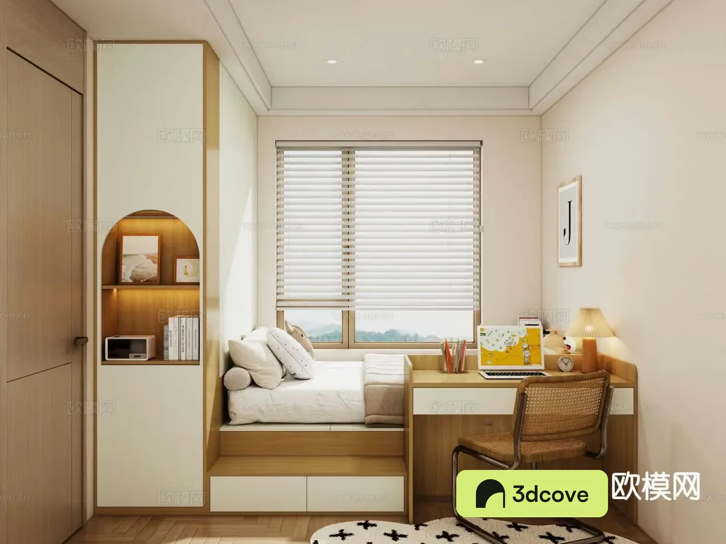 Log style tatami bedroom